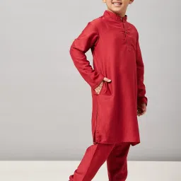 StyloBug Boys Maroon Kurta Set image 3