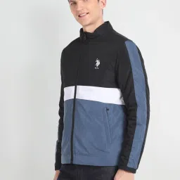 U.S. Polo Assn. Denim Co. Black & Blue Regular Fit Colour Block Jacket image 3