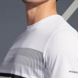 Artengo by Decathlon Snow White Slim Fit Printed Sports T-Shirt image 3