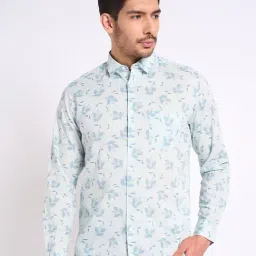 Peregrine By Pantaloons Blue Cotton Regular Fit Floral Print Shirt-picture-35