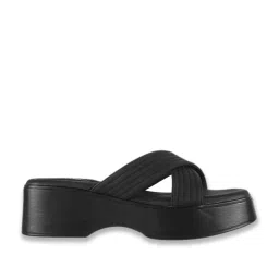 Metro Women's Black Cross Strap Wedges image 3