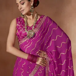 Saree Mall Pink Embellished Saree With Unstitched Blouse image 3