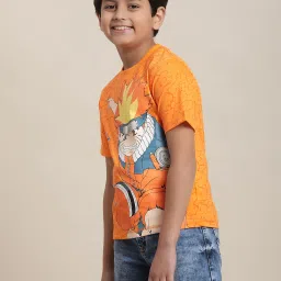 Kidsville Naruto Printed Orange Regular Fit T-Shirt For Boys image 3