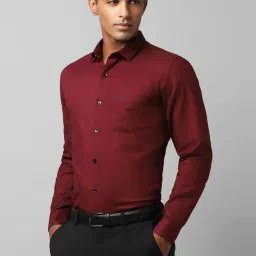 Allen Solly Maroon Cotton Slim Fit Shirt image 3