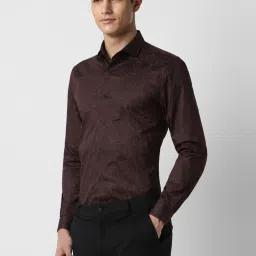 Peter England Perform Walnut Brown Slim Fit Printed Shirt image 3