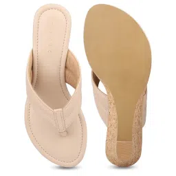 Design Crew Women's Beige Thong Wedges image 3