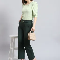 Monte Carlo Green Regular Fit Mid Rise Trousers image 3