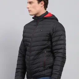 Monte Carlo Black Regular Fit Quilted Hooded Jacket image 3