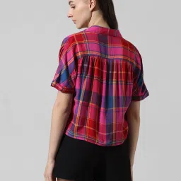 Only Fuchsia & Purple Viscose Checks Shirt image 3