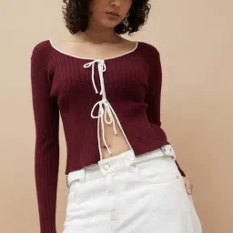 Ginger By Lifestyle Wine Regular Fit Sweater-image-82