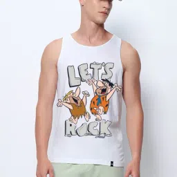 Bewakoof Official Cartoon Network Merchandise Men's White Rock N Roll Graphic Printed Vest-image-17