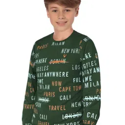 Allen Solly Junior Green Printed Full Sleeves Sweatshirt image 3