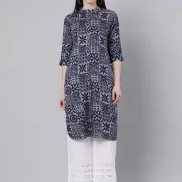 gerua by libas Libas Navy Cotton Printed Straight Kurta-picture-38