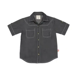 Nino Bambino Kids Black Solid Shirt-image-0