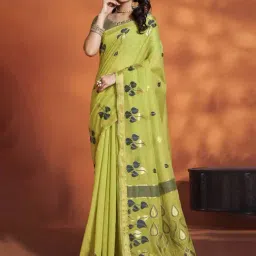 Saree Mall Green Woven Saree With Unstitched Blouse-image-76