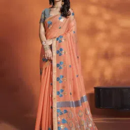 Saree Mall Orange Woven Saree With Unstitched Blouse-picture-26