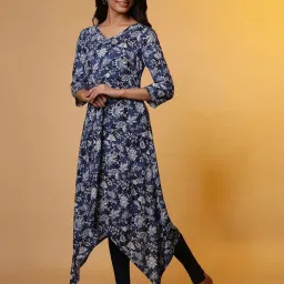 Aurelia Blue Printed A Line Kurta image 3