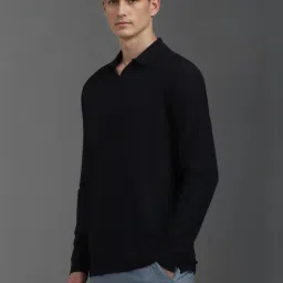 Louis Philippe Black Cotton Regular Fit Polo T-Shirt image 3