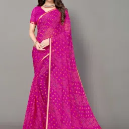 Satrani Pink Printed Saree With Unstitched Blouse-picture-24