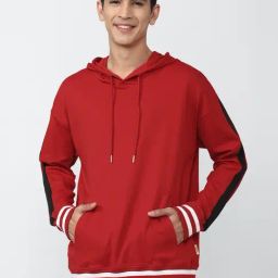 Forever 21 Red Cotton Regular Fit Striped Hooded SweatShirt-picture-36