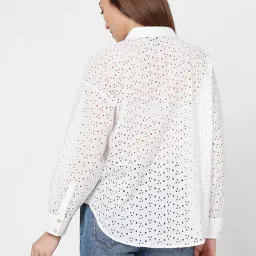 Vero Moda White Cotton Self Design Shirt image 3