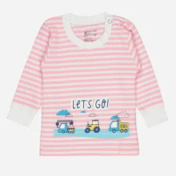 Bodycare Kids Pink Printed Full Sleeves T-Shirt with Pants image 3
