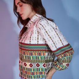 BUYNEWTREND White Cotton Printed Shirt image 3