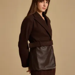 Kazo Brown Solid Overcoat image 3