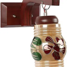 1ST TIME Multicoloured & Red Printed Wood Contemporary Abstract Shaped Shaped Wall Lamp image 3