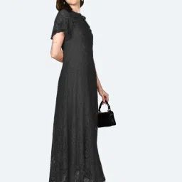 Zink London Black Self Design Maxi Dress image 3