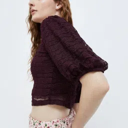 Ginger by Lifestyle Purple Self Pattern Top image 3