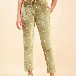 Sweet Dreams Green Polka Dot Mid Rise Track Pants-picture-23