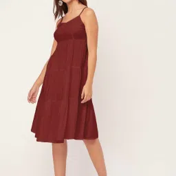 Moomaya Red Regular Fit Midi Dress image 3