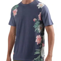 Lindbergh Blue Cotton Regular Fit Printed T-Shirt image 3
