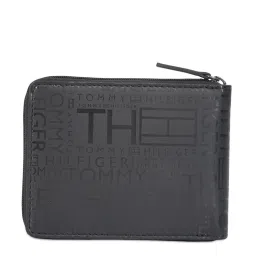 Tommy Hilfiger Clyman Black Leather Textured Rfid Zip Around Wallet image 3