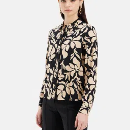 Kazo Beige & Black Floral Print Shirt image 3