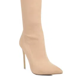 London Rag Beige Stretch Stiletto Long Boots image 4