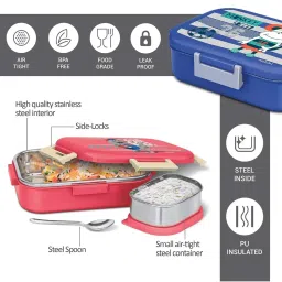 Milton New Flatmate Blue Plastic & Steel Tiffin Box (700 ml) image 3