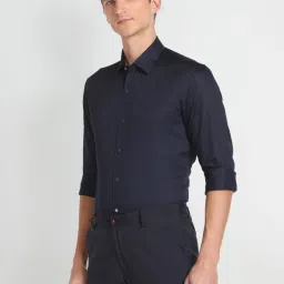 Arrow New York Mid Navy Cotton Slim Fit Shirt image 3