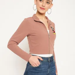 MADAME Peach Printed Cropped T-Shirt image 3