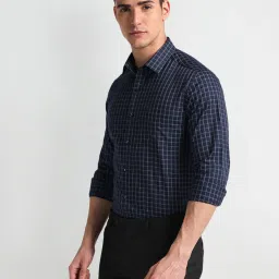 Arrow Blue Cotton Slim Fit Checks Shirt image 3