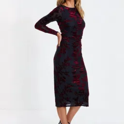 Quiz Red Floral Printed Dress image 3
