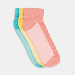 Honey by Pantaloons Multicolor Cotton Solid Socks Pack of 3 image 3