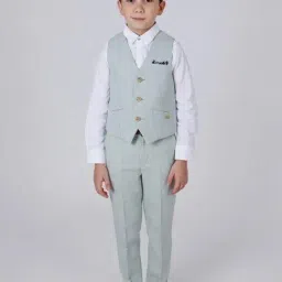 One Friday Kids Green Regular Fit Waist Coat image 4