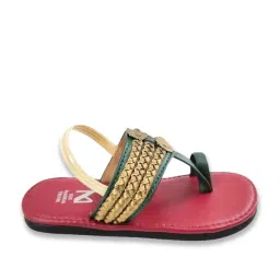 Madras Trunk Kids Maroon & Green Toe Ring Sandals image 3