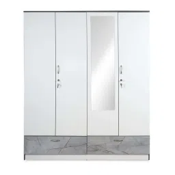 Nilkamal Marbito 4 Door Wardrobe With Mirror (White) image 3
