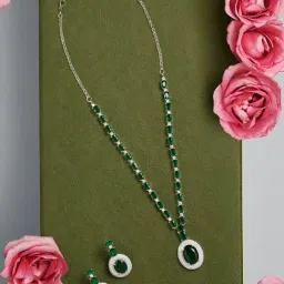 Zaveri Pearls Green Dazzling Cubic Zirconia Contemporary Necklace & Earring Set-ZPFK18341-picture-27