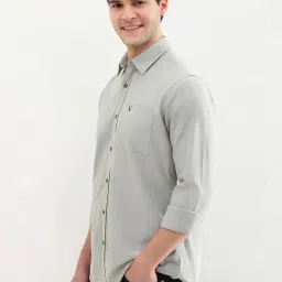Allen Solly Grey Cotton Regular Fit Shirt image 3