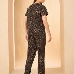 Sweet Dreams Brown Geometric Regular Fit T-Shirt & Pyjama Set image 2