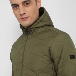 Allen Solly Green Cotton Regular Fit Hooded Jacket image 3